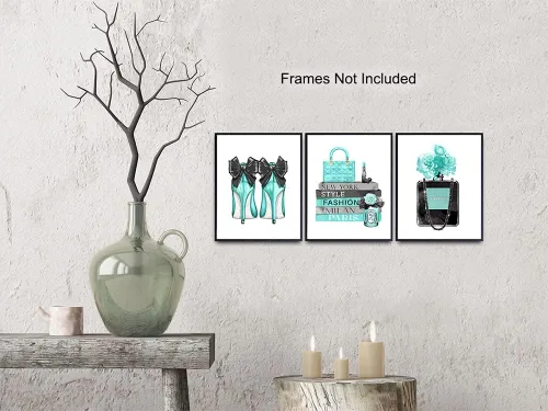 Vista 4 de Glam - Decoración de pared – Perfume de diseñador, zapatos, bolsos – Regalo de diseño de alta moda para fashionista – Arte de pared de alta costura