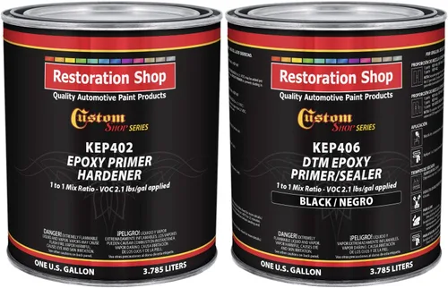 Vista 12 de Custom Shop - Imprimación/sellador epoxi negro de 2.1 COV (kit de galones) anticorrosivo DTM de alto rendimiento para uso automotriz e industrial.