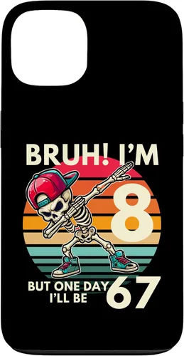 Vista 7 de Bruh I'm 8 But One-Day I'll Be 67 Retro 8th Birthday Kids Case for iPhone XR