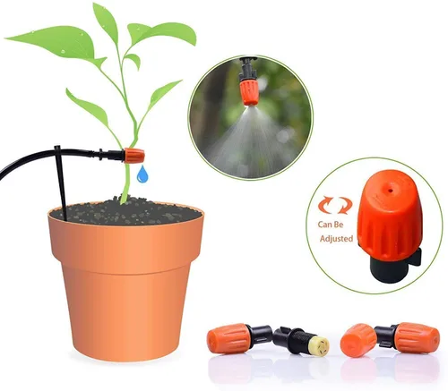 Vista 3 de MSDADA Sistema de riego automático de jardín de 50 pies, kit de riego de plantas de distribución en blanco de 1/4 de pulgada, accesorios que
