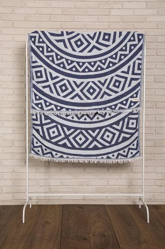 Vista 5 de Bersuse Toalla turca Venecia de doble capa 100% algodón, 39 x 71 pulgadas, azul oscuro