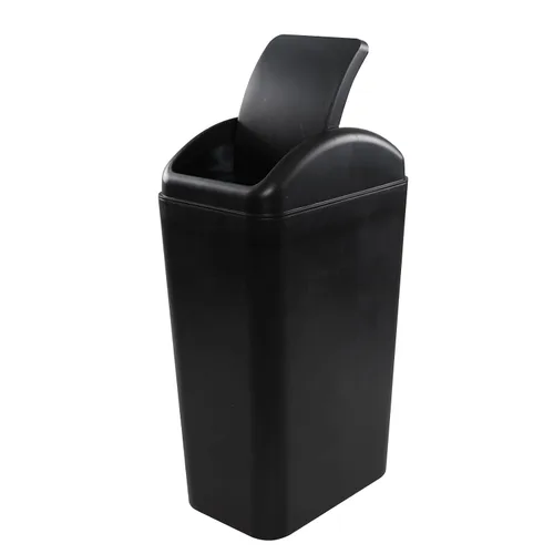 Vista 8 de Ramddy - Cubo de basura delgado de plástico de 3.5 galones, 14 L pequeño cubo de basura comercial Negro, papelera moderna