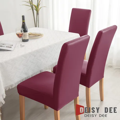 Vista 6 de Deisy Dee Fundas de cuero impermeables para sillas de comedor Parson (4, Burgandy)
