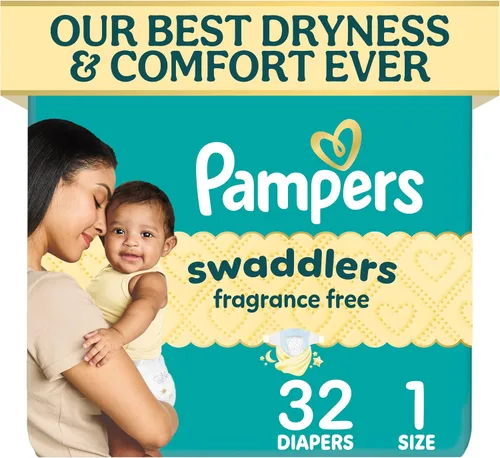 Vista 33 de Pampers Pañales Swaddlers, talla 4 (15-34 libras), 150 unidades, sin fragancia, hipoalergénicos, absorbentes, recomendados por pediatras, seguros