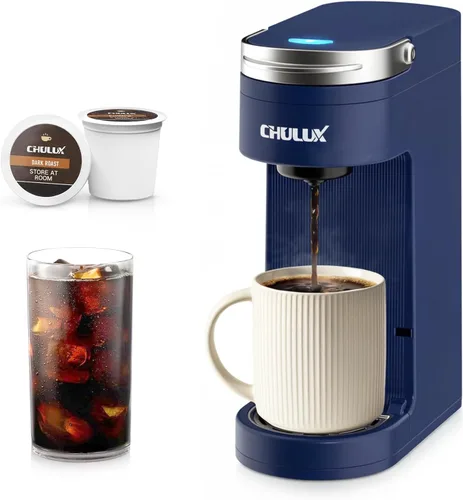 Vista 9 de CHULUX Cafetera compacta de una sola taza para cápsulas K Cup, apagado automático, color crema