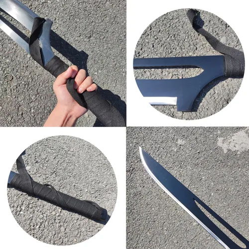 Vista 4 de Juego de dos piezas de espada de anime de metal, espadas dobles Zangetsu de Kurosaki para cosplay, colección