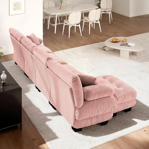 Vista 20 de Sofá Seccional Modular Extragrande de 93.7 pulgadas, Sofá de Dos Plazas Cloud Couch con Almohadas y Cojín Extra Grueso para Sala de Estar, Cine