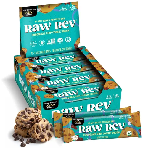 Vista 10 de Raw Rev Glo Vegan - barras de proteínas sin gluten Vegan & Dairy-Free Protein Bar Gluten-Free Plant-Based No Sugar Alcohols Kosher