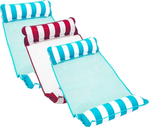 Vista 9 de Aqua Monterey - Hamaca flotante 4 en 1 para piscina y hamacas de agua, 2-3-4 paquetes múltiples, varios colores/estilos, para adultos y niños Borgoña