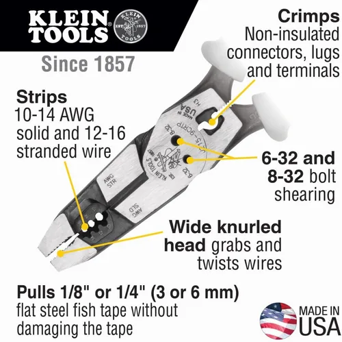 Vista 3 de Klein Tools J2159CRTP Alicates de corte lateral y juego de llaves hexagonales 70550, 11 tamaños SAE, herramienta de llave Allen plegable resistente
