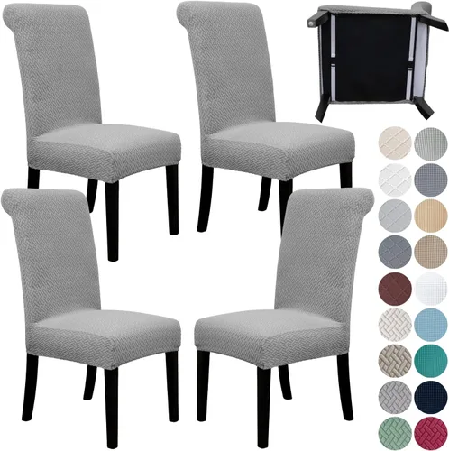 Vista 44 de SPRINGRICO Paquete de 2 fundas para sillas de comedor con cinturón de seguridad, fundas elásticas para sillas Parsons lavables, fundas protectoras