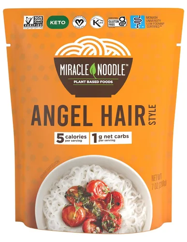 Vista 9 de Miracle Noodle Angel Hair Pasta - Fideos Shirataki a base de plantas, fideos Konjac, vegana, sin gluten, pasta baja en carbohidratos, paleo, fideos