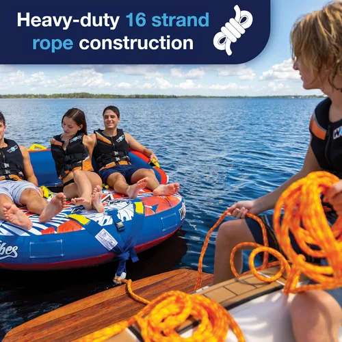 Vista 3 de Wow Sports Tow Rope for Towable Tubes - 60 ft - 16-Strand Braided Polypropylene