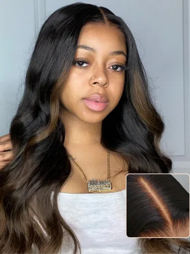 Vista 10 de Nadula Bye Bye Knots Peluca con Cordón Sin Pegamento de Ondas de Agua, Pelucas Frontales de Encaje Precortado 7x5 Húmedas y Onduladas de Cabello