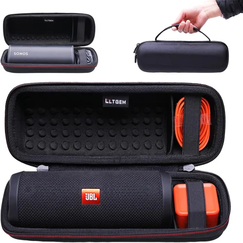 Vista 12 de LTGEM - Funda compatible con JBL Flip 7/5/6/Grip Altavoz Bluetooth portátil impermeable, bolsa de almacenamiento de viaje para oficina, color negro