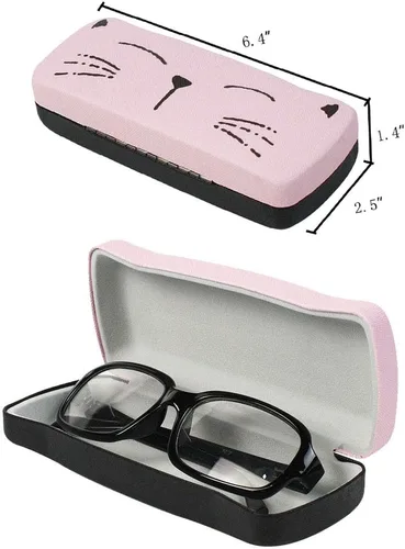 Vista 4 de JAVOedge Paquete de 2 Funda de almacenamiento de lentes con diseño de cara de gato multicolor con tela de microfibra