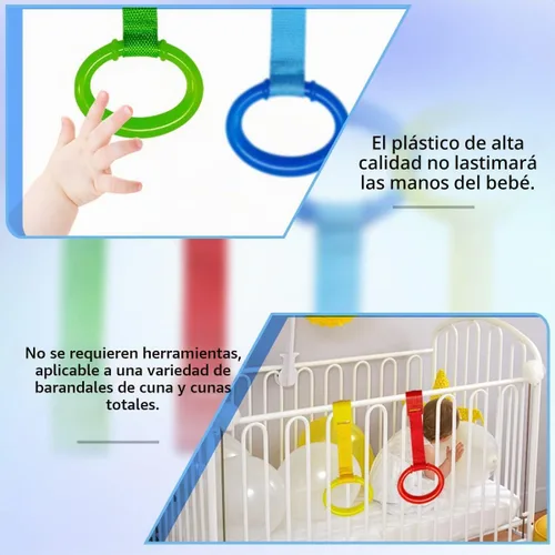 Vista 5 de 4 anillos de plástico para cuna de bebé, soporte auxiliar de ejercicios