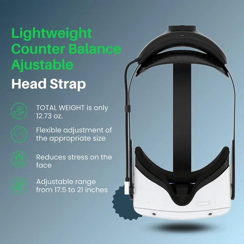 Vista 3 de BUSQUEDA Elite Strap with Battery for Oculus Quest 2, 8000mAh Extend 7hrs Playtime,Fast Charging VR Power,Counter Balance&Adjustable Head Strap for