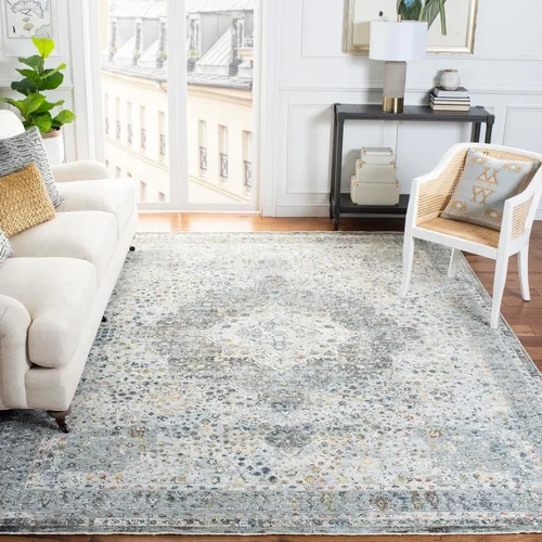 Vista 9 de SAFAVIEH Winston Collection - Alfombra de pasillo, 2 pies 2 pulgadas x 8 pies, color azul y crema, diseño envejecido, no desprende pelusa y de fácil