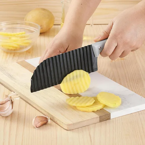 Vista 5 de VITUER Cortador arrugado para verduras, cuchillo de corte arrugado para papas fritas, verduras, papa, pepino, zanahoria y fruta, cortador de papas