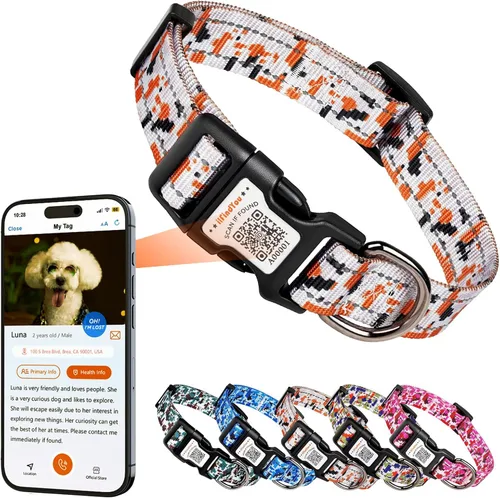 Vista 18 de Collar de perro personalizado ilFindYou con etiqueta de código QR para identificación de mascotas, collar reflectante de seguridad, adecuado