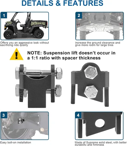 Vista 3 de WeiSen Kit de elevación de 2 pulgadas compatible con Can Am Defender HD5/HD8/HD10/500 800 1000 2016-2025, kit de elevación de suspensión trasera