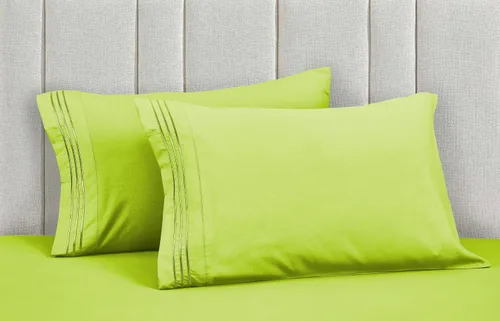 Vista 65 de Mocassi Juego de sábanas de lujo de 4 piezas, calidad prémium de hotel de 1800 hilos, ajuste fácil, sábanas y fundas de almohada resistentes a