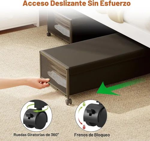Vista 4 de Paquete de 2 contenedores de almacenamiento debajo de la cama, almacenamiento de zapatos de 10 pulgadas de altura debajo de la cama, almacenamiento