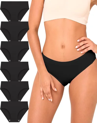 Vista 6 de BAMBOO COOL Ropa interior sin costuras para mujer, calzones de bikini de Multicolor E (paquete de 6)