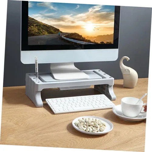 Vista 4 de 1pc Monitor Elevado Soporte Elevado Computadora Cajón Escritorio Soporte para Oficina Hogar Estudiante
