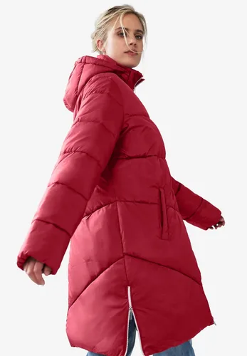 Vista 3 de Ellos Abrigo largo acolchado para mujer en talla grande