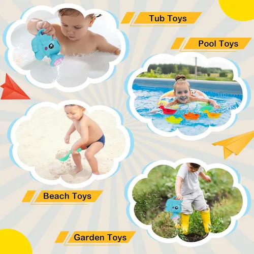 Vista 5 de Juguetes de baño para bebés para niños, 12 juguetes de baño sin moho para niños pequeños con botes flotantes, regadera, patos flotantes y cucharas
