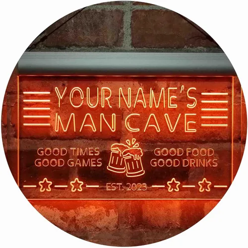 Vista 21 de ADVPRO Letrero de neón LED personalizado con texto en inglés "Man Cave Home Bar Est. Year Single Color LED Neon Sign 12 x 8.5" st4s32-x0012a-tm-b