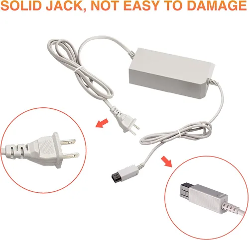 Vista 6 de Xahpower 3 in 1 Accessories Bundle Kits for Wii, AC Power Supply Adapter + Composite Audio Video Cable and Wired Infrared Ray Sensor Bar Compatible