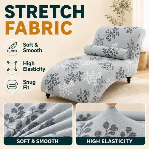 Vista 2 de Funda Impresa para Chaise Lounge sin Brazos Interior Funda Elástica para Silla para Sala de Estar Dormitorio Funda Elástica sin Brazos para Chaise