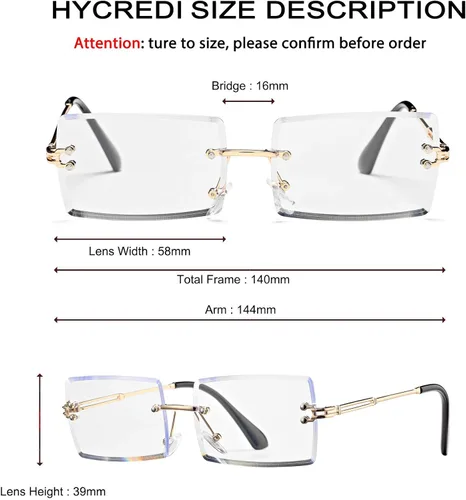 Vista 3 de Gafas de sol rectangulares para hombresmujeres, gafas de sol pequeñas sin montura cuadrada