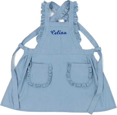 Vista 8 de MT WORLD Delantal para Niñas Pequeñas Delantales de Chef Personalizados para Niños con Nombre Delantales con Volantes para Niñas Pequeñas Vestido