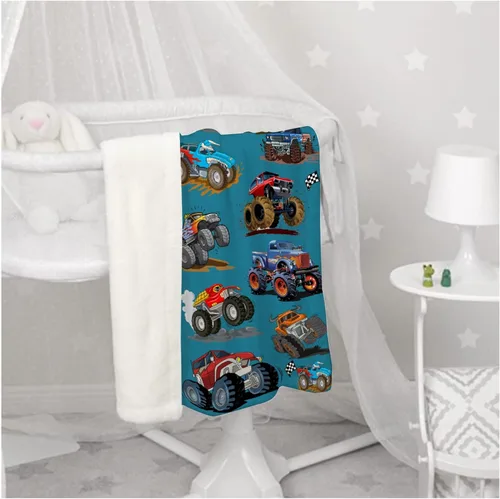 Vista 101 de Manta de bebé con texto en inglés «Just A Boy Who Loves Trucks» para niños y niñas, manta súper suave para envolver al recién nacido, acogedora