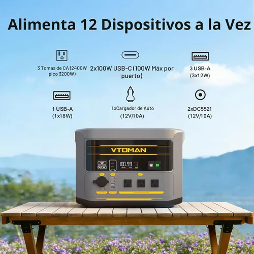 Vista 2 de VTOMAN Estación de energía portátil FlashSpeed 2400, batería LiFePO4