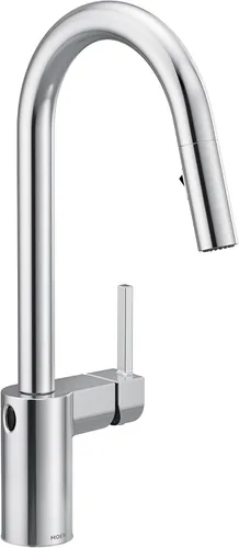 Vista 12 de Moen Align 5923BLS Grifo de cocina desplegable con resorte de una sola manija de acero inoxidable con aerosol desplegable y Power Boost, grifo