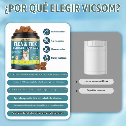 Vista 5 de Prevención de pulgas y garrapatas para perros, alivio de picazón en la piel