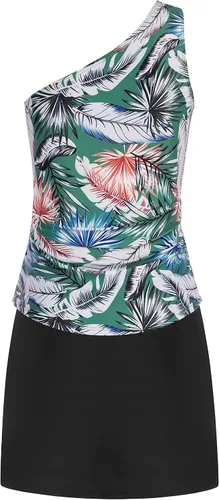 Vista 5 de Kate Kasin Traje de baño tankini de dos piezas para mujer, con un hombro descubierto, con falda