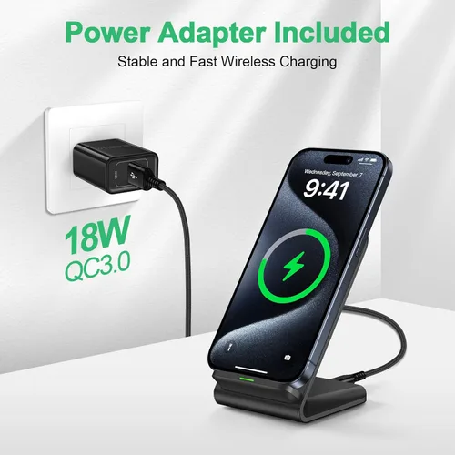 Vista 2 de Cargador inalámbrico Android Samsung para Samsung Galaxy S25FE S25 Plus S25 Edge S25 Ultra S24FE S23 S22, soporte de cargador de teléfono