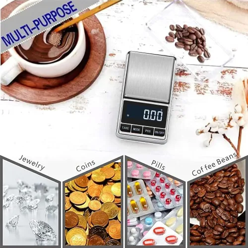 Vista 6 de Báscula digital de precisión de gramos, 7.05 oz x 0.00 oz, mini báscula de bolsillo portátil electrónica para joyería, básculas de tara con apagado