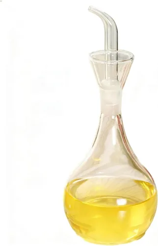 Vista 3 de Eleton 's Planet - Decantador de aceite de vidrio y cruet de 14 onzas, dispensador de aceite de oliva piriforme Botella de aceite de vidrio