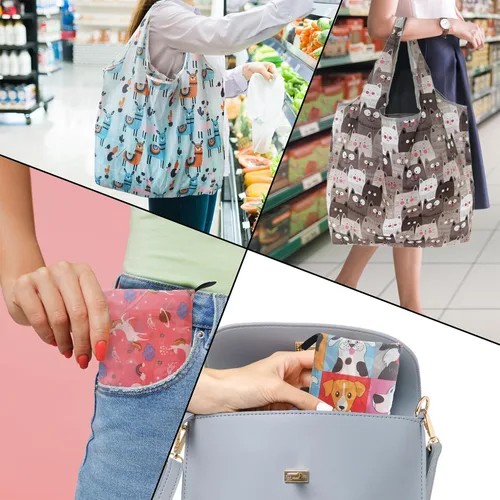 Vista 2 de Bolsas de compras reutilizables para comestibles, paquete de 4 de 50 libras bolsas plegables grandes y lavables para mercado, compactas para un