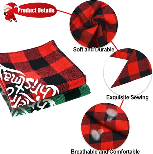 Vista 4 de Malier, 2 paquetes de bandanas para perros de Navidad, clásico búfalo, a cuadros. Bufanda de triángulo, baberos, pañuelo. Disfraz navideño