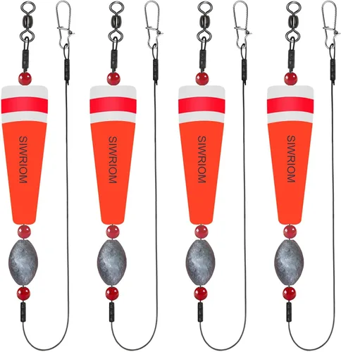 Vista 8 de Flotadores de corchos para pesca en agua salada, 4 piezas de bobbers pesados, pesca en tierra, flotador de corcho, sonajero para peces rojos