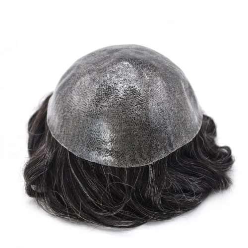 Vista 329 de Toupee para hombre 100% cabello humano real tupé para hombres 0.004 in piel de poliuretano para hombre, sistema de reemplazo de piezas de pelo