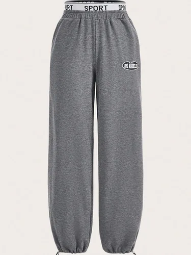 Vista 5 de COZYEASE Pantalones deportivos largos sueltos con cinta gráfica para mujer